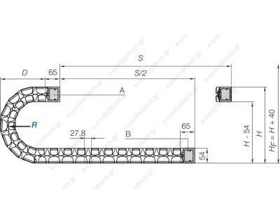 Ερπύστρια Καλωδίων Εσωτερικά 40x62mm Εξωτερικά 54x82mm R:125mm E61.40.062.125.0