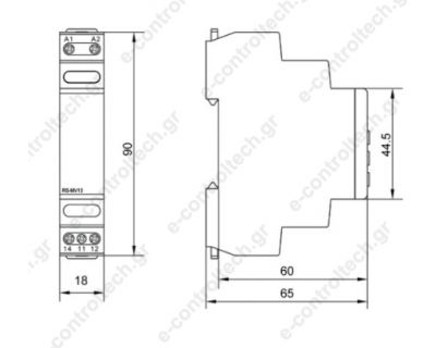 Επιτηρητής Τάσης Μονοφασικός με χρόνο 0.1-10sec 1CO RS-MV13 RELETEK