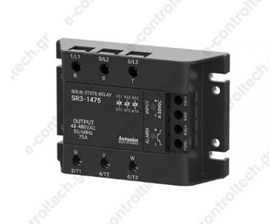 Solid State relay 3X75A IN 4-30V DC OUT 48-480VAC SR3-1475 Autonics